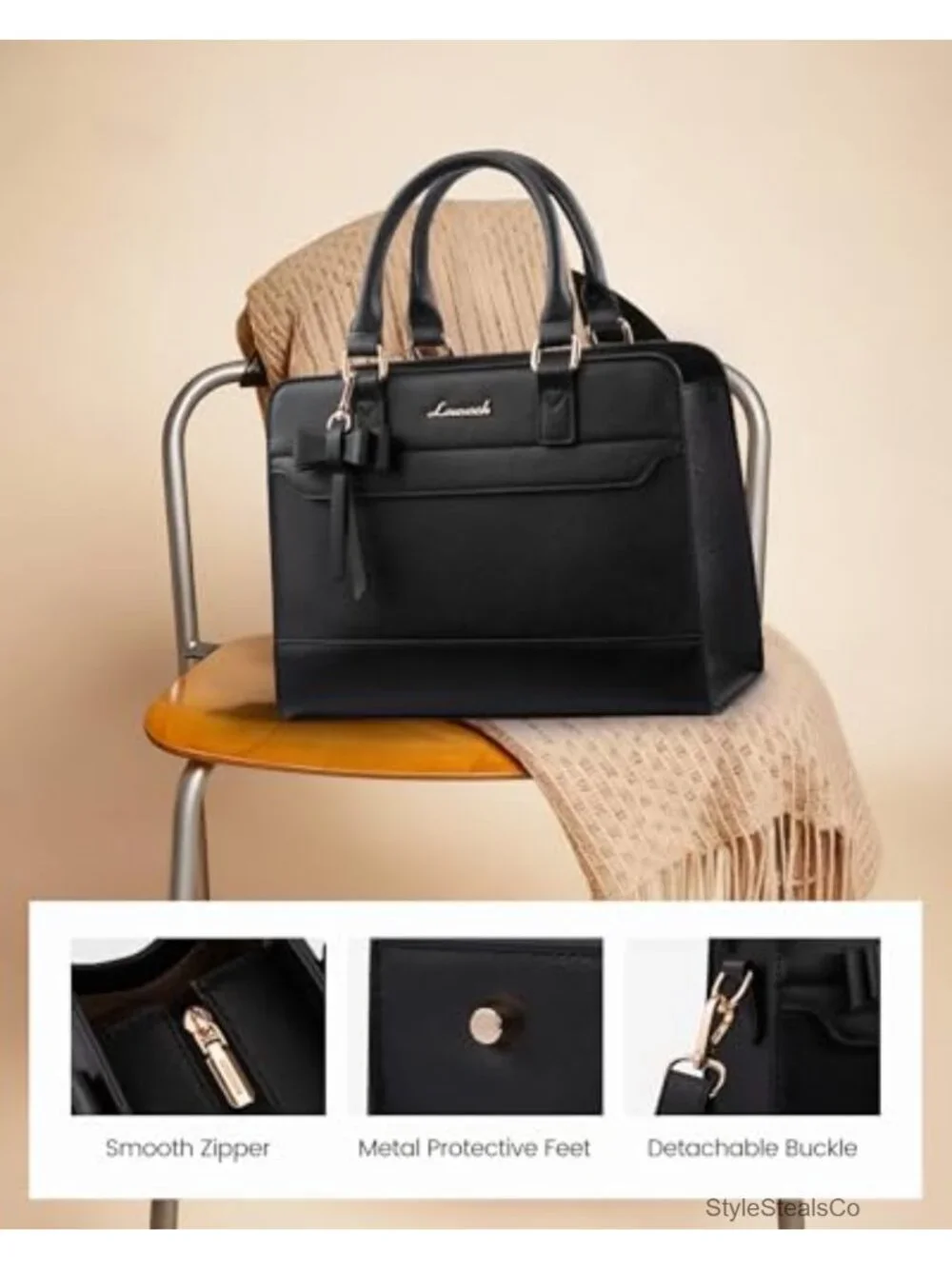 PU Leather Satchel Tote Purse with Zipper
